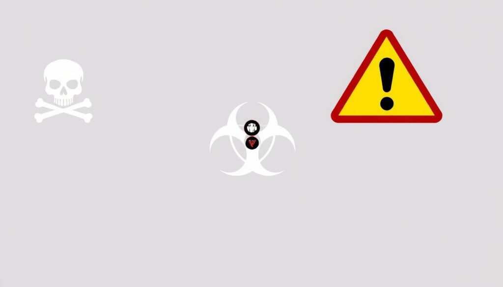 Warnsymbole für die Gesundheitsrisiken von GBL Tropfen Warnsymbole für die Gesundheitsrisiken von GBL Tropfen