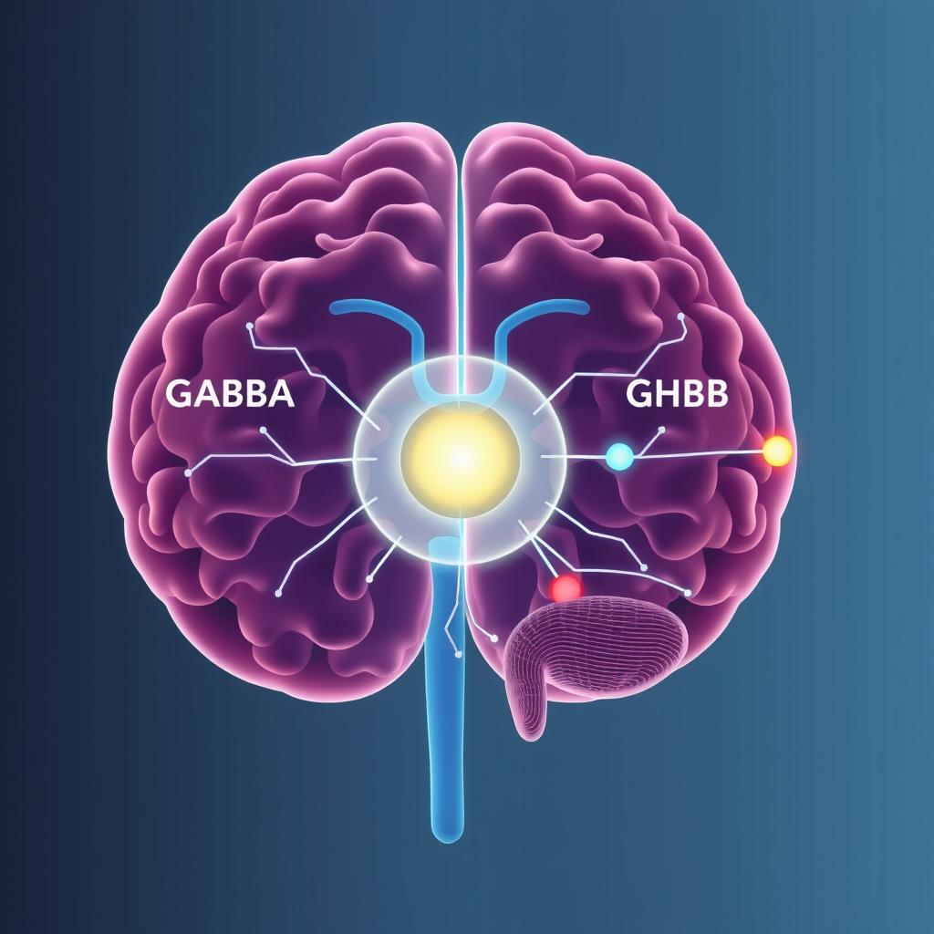 Schematische Darstellung der GBL-Wirkung im Gehirn